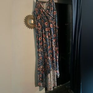 Floral Blue Maternity Maxi Dress